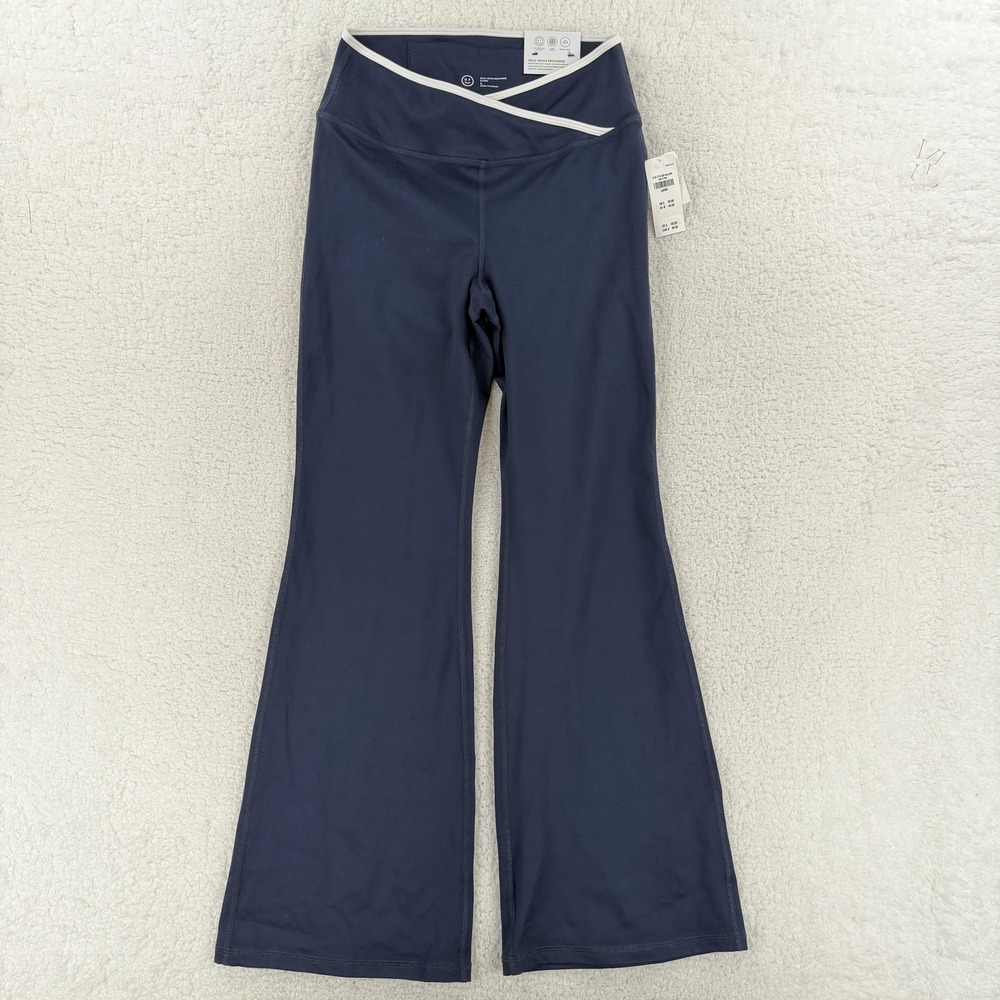 Gilly‎ Hicks Recharge Flare Leggings Womens Large Blue Crossover Waist Yoga Gym